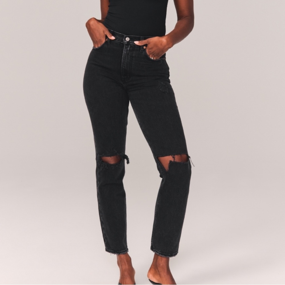 Abercrombie & Fitch high rise faded black jeans